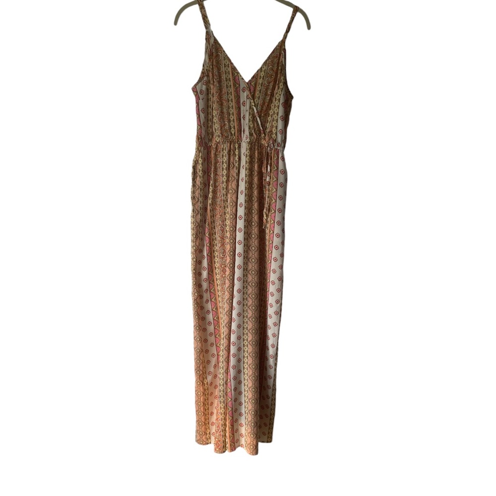 Band of Gypsies Boho Lightweight Jumpsuit Summer Tones Size Large
